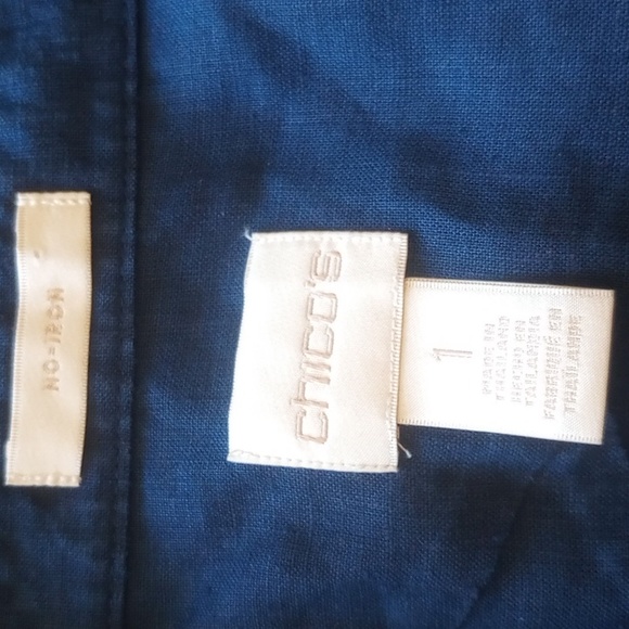 Chicos 100% Linen Women's No Iron Button Down Shirt 3/4 Sleeves 1 Pocket Size M - Picture 4 of 5